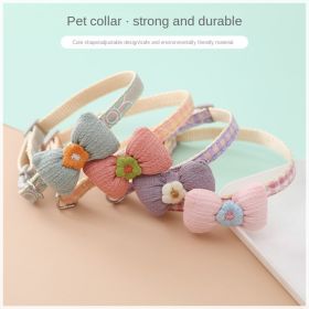 cat Collar Lattice Collar Korean Cartoon Pet Collar Bowknot Patch Cat Dog Collar (Color: pink, size: 1*30cm)