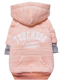 Touchdog Hampton Beach Designer Ultra Soft Sand-Blasted Cotton Pet Dog Hoodie Sweater (Color: pink, size: X-Small)